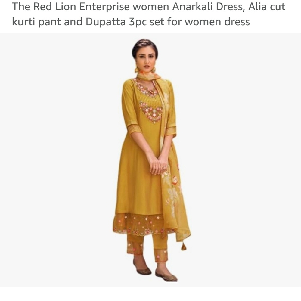 Yellow Anarkali Dress with Embroidery